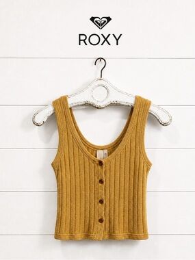 ROXY Yellow Ribbed Knit Tank Top XS